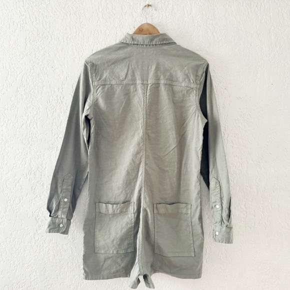 Frank & Eileen Ireland Playsuit Romper Small Green Cotton Linen Minimalist Chic - Picture 7 of 15